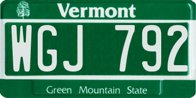 VT license plate WGJ792