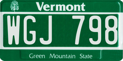 VT license plate WGJ798