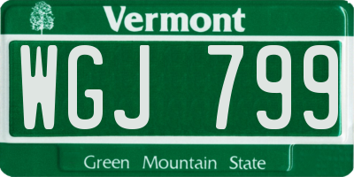 VT license plate WGJ799