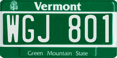 VT license plate WGJ801