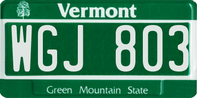 VT license plate WGJ803