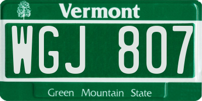 VT license plate WGJ807