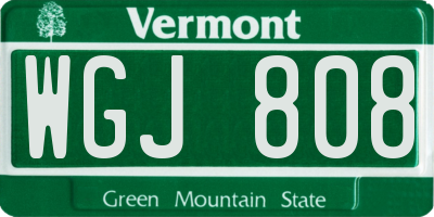 VT license plate WGJ808