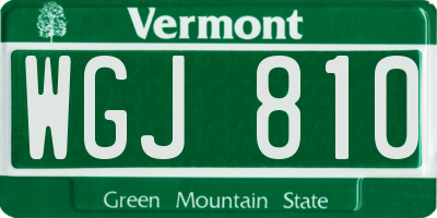 VT license plate WGJ810