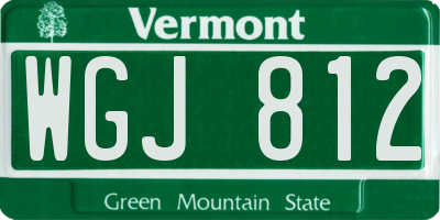 VT license plate WGJ812