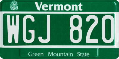 VT license plate WGJ820