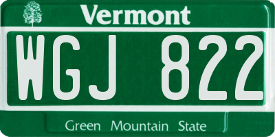 VT license plate WGJ822