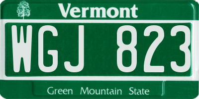 VT license plate WGJ823