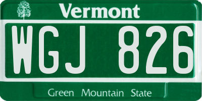 VT license plate WGJ826