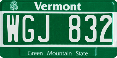 VT license plate WGJ832
