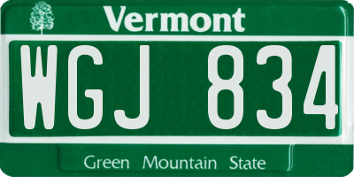 VT license plate WGJ834