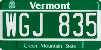 VT license plate WGJ835