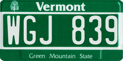 VT license plate WGJ839