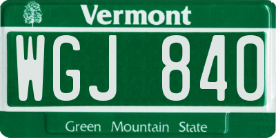 VT license plate WGJ840
