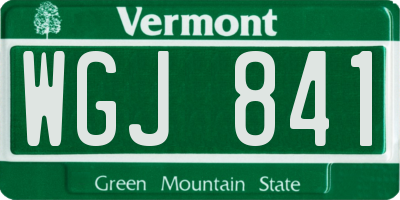 VT license plate WGJ841