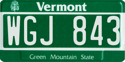 VT license plate WGJ843