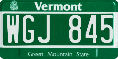 VT license plate WGJ845