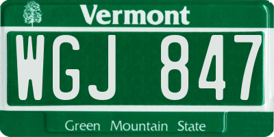 VT license plate WGJ847