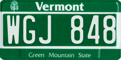 VT license plate WGJ848