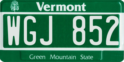 VT license plate WGJ852