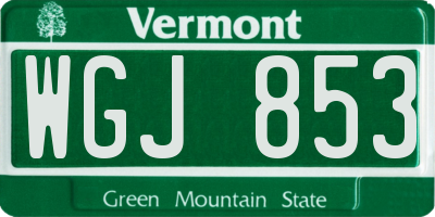 VT license plate WGJ853