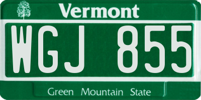 VT license plate WGJ855