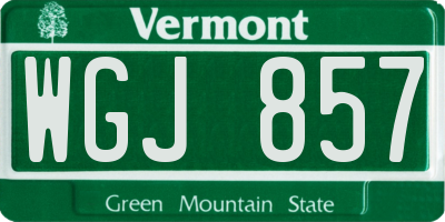 VT license plate WGJ857