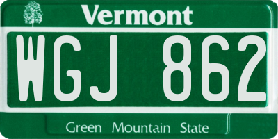 VT license plate WGJ862