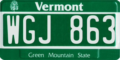 VT license plate WGJ863