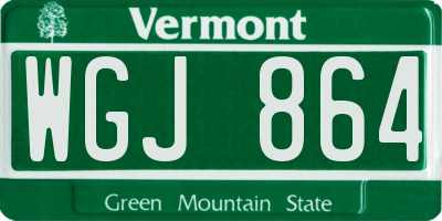 VT license plate WGJ864