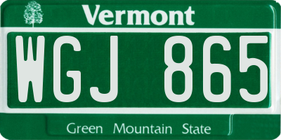 VT license plate WGJ865