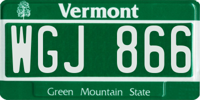 VT license plate WGJ866