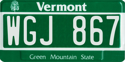 VT license plate WGJ867