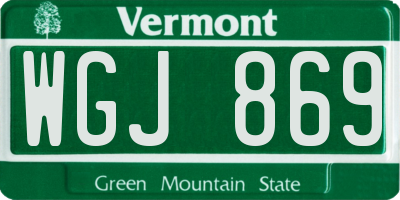VT license plate WGJ869