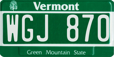 VT license plate WGJ870