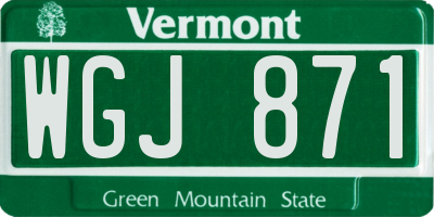 VT license plate WGJ871