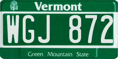VT license plate WGJ872