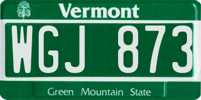 VT license plate WGJ873