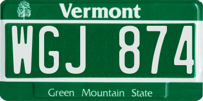 VT license plate WGJ874