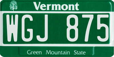 VT license plate WGJ875