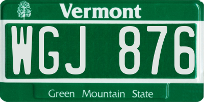 VT license plate WGJ876