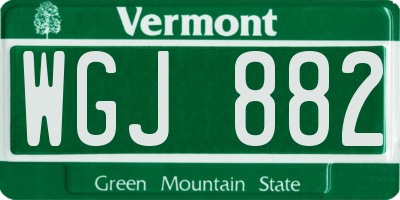 VT license plate WGJ882