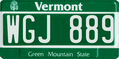 VT license plate WGJ889
