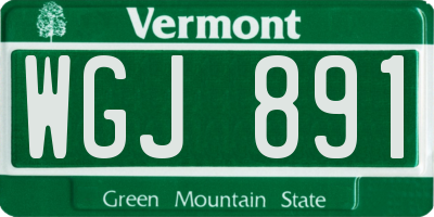 VT license plate WGJ891