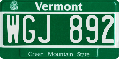 VT license plate WGJ892