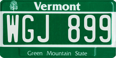 VT license plate WGJ899