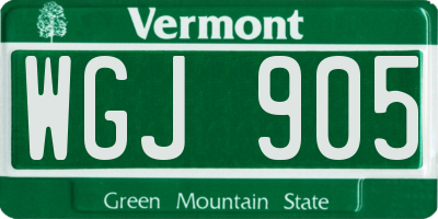 VT license plate WGJ905