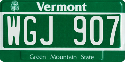 VT license plate WGJ907