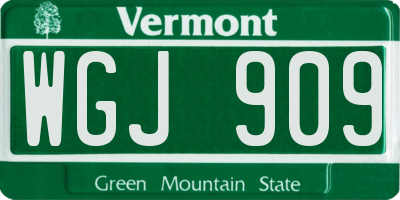 VT license plate WGJ909