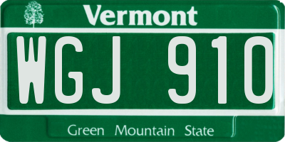 VT license plate WGJ910